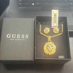 Guess Gold Lion Jewelry Set